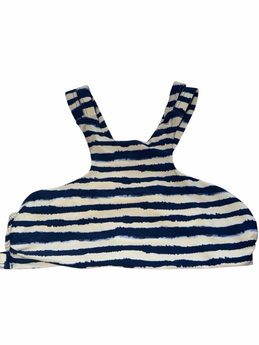 Tori Praver Swimsuit Bikini Top Striped High Neck Smocked Tie Dye Size Large - Picture 2 of 4